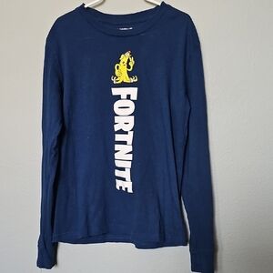 Fortnite Size 8 Cotton Kids Navy Long Sleeve Tee